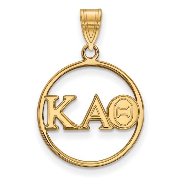 14K Plated Silver Kappa Alpha Theta Med Circle Greek Letters Pendant - Picture 1 of 3